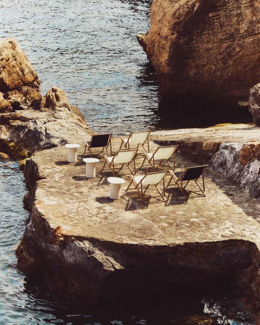 Vilara black outdoor folding deck chair made of FSC 100% solid acacia wood