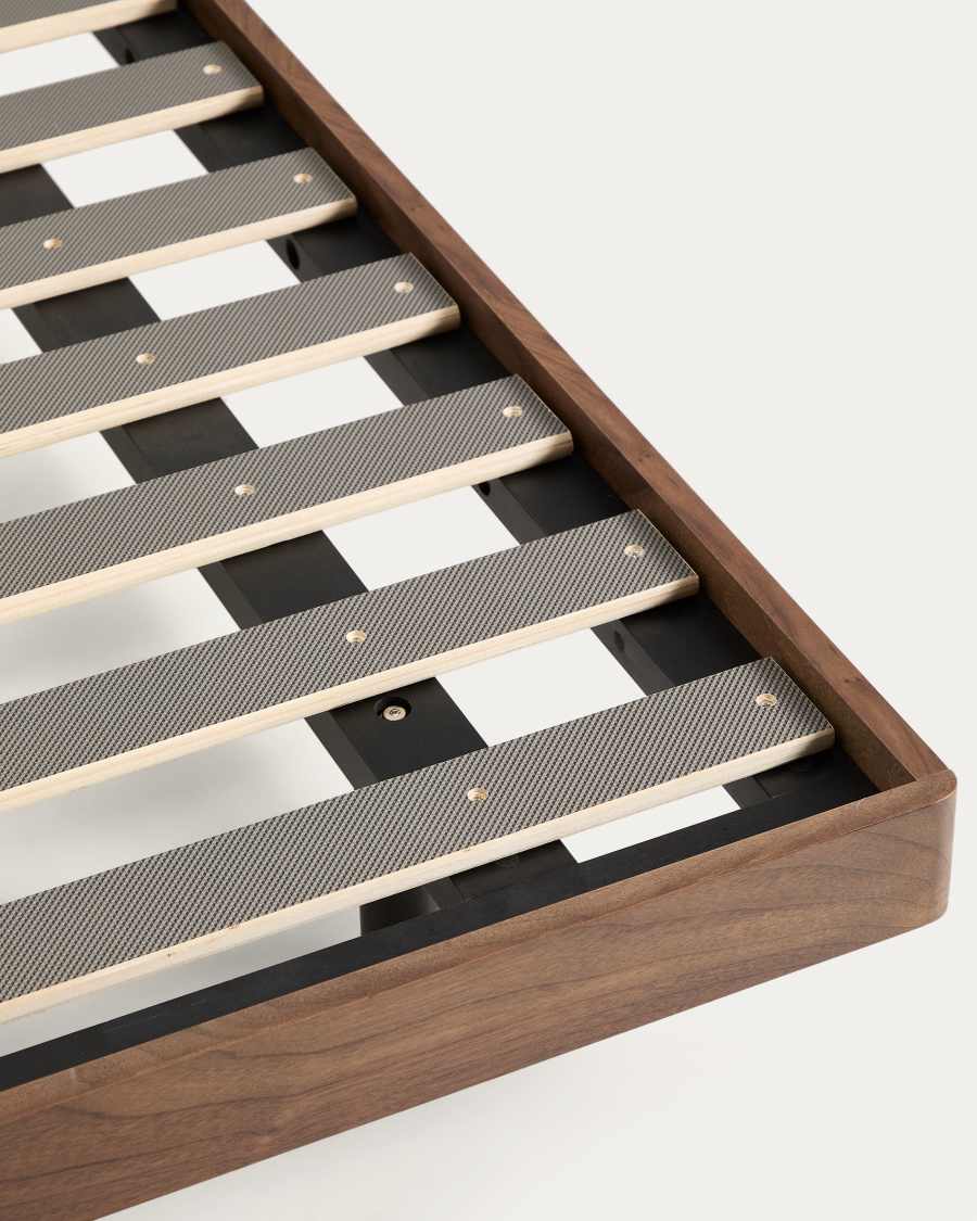Norlen bed base in walnut veneer with dark finish for 160 x 200cm mattress FSC Mix Credit