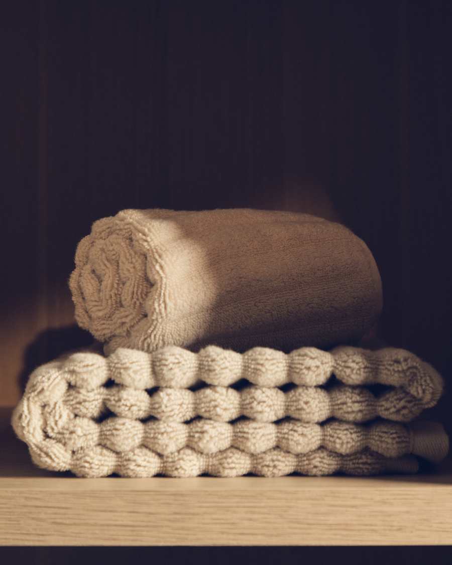 Badetuch Navira aus 100 % Baumwolle, beige, 70 X 140 cm