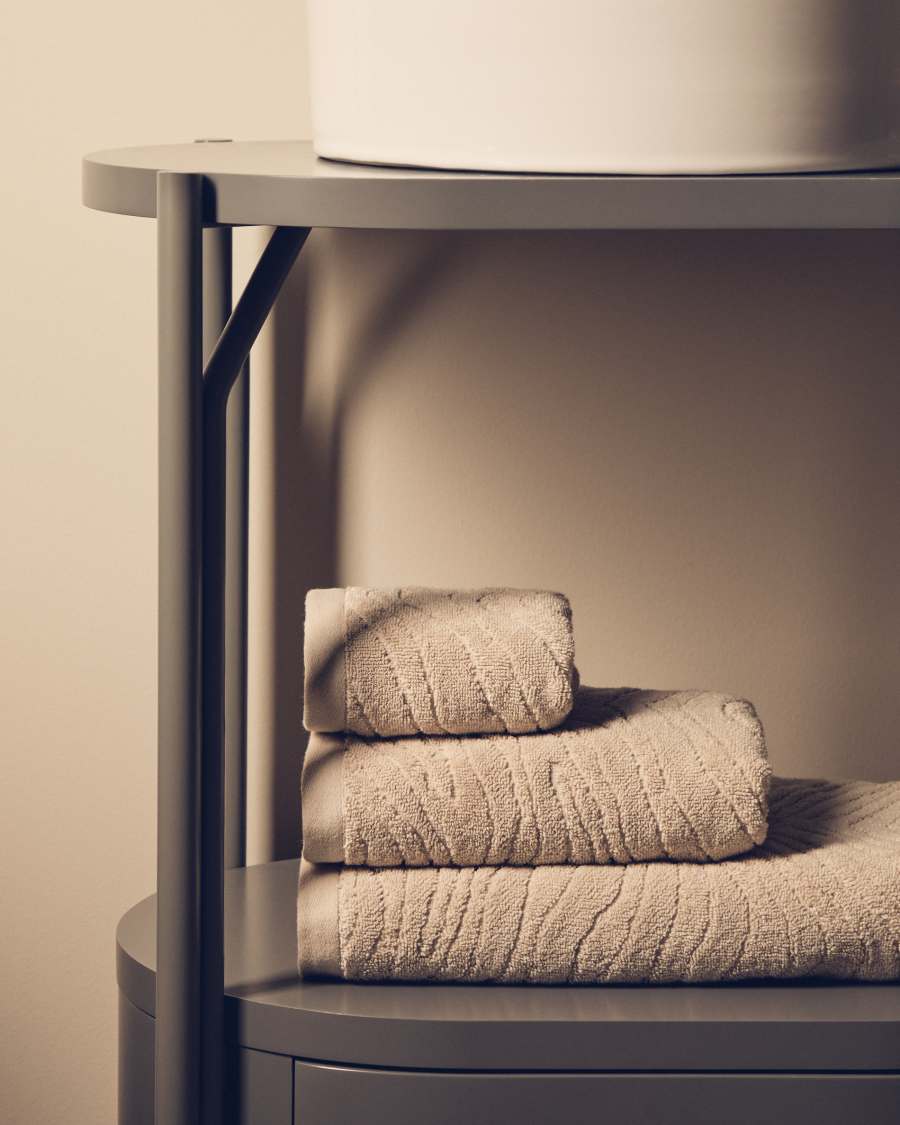 Asciugamano ospite Dalira 100% cotone jacquard zebrato beige 30 x 50 cm