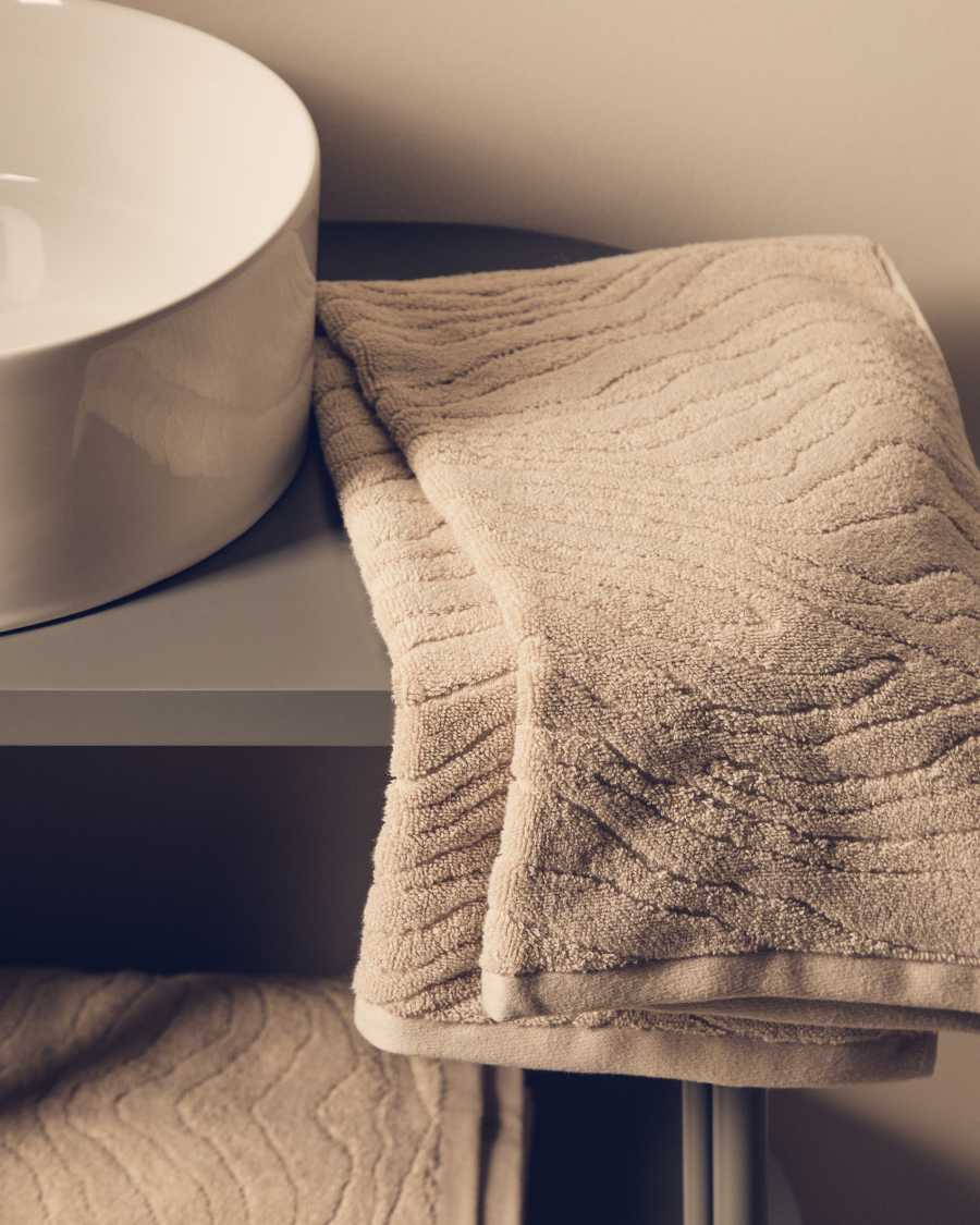 Serviette de toilette Dalira 100 % coton jacquard à motif zèbre beige 50 x 90 cm