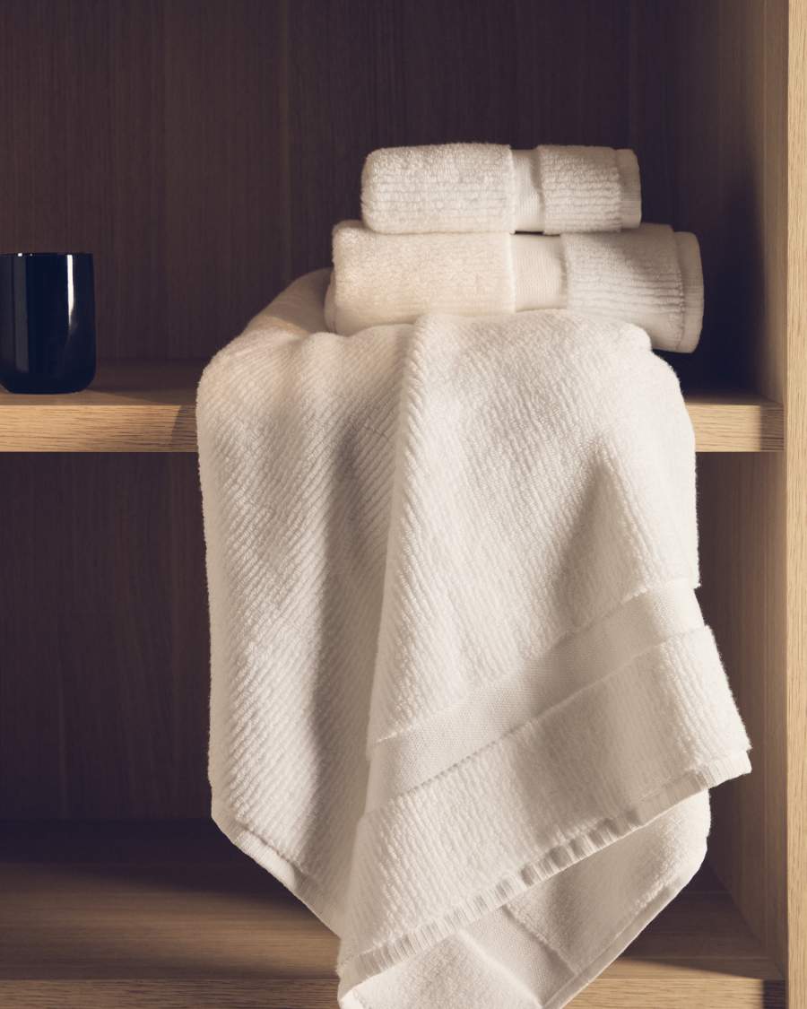 Olvira 100% cotton white jacquard hand towel 50 x 90cm