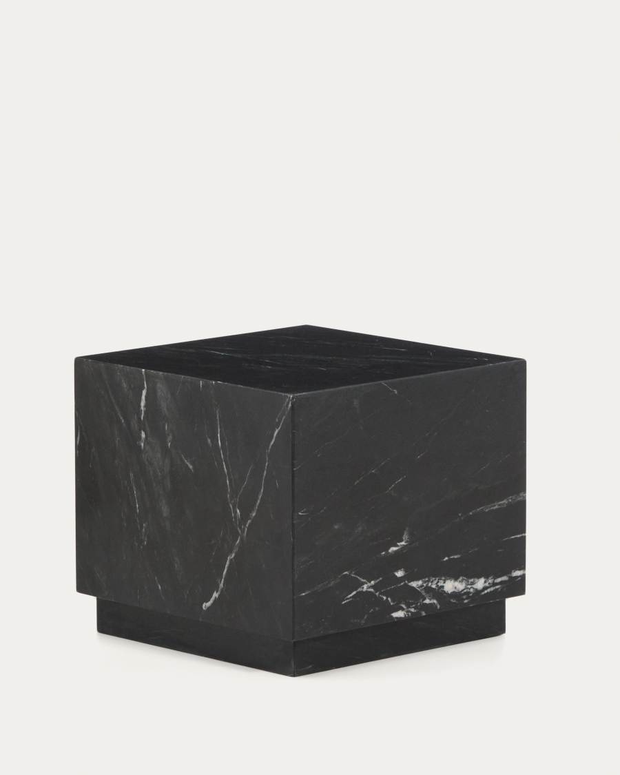 Table auxiliaire Sorein en marbre noir 40 x 40 cm