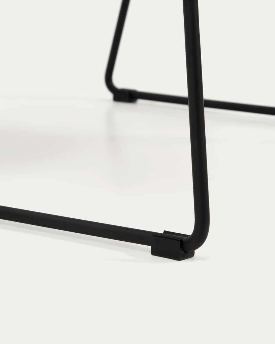 Asen beige chenille armchair with black steel legs FSC 100%