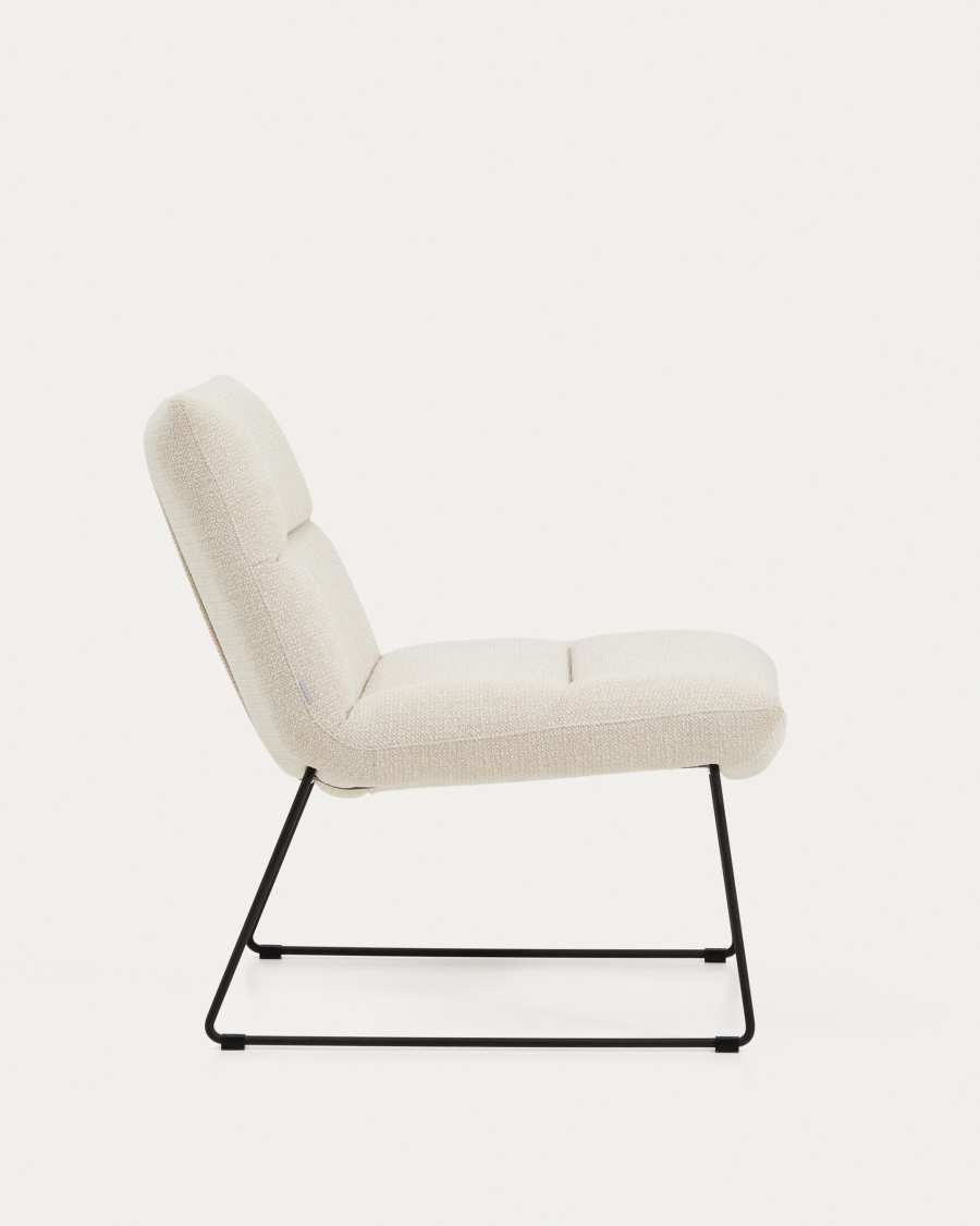 Asen beige chenille armchair with black steel legs FSC 100%