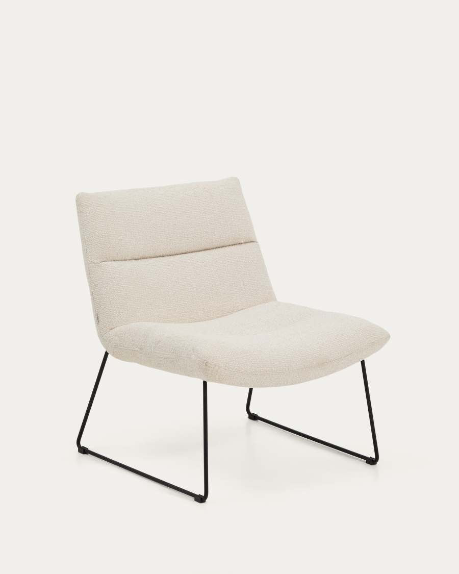 Asen beige chenille armchair with black steel legs FSC 100%