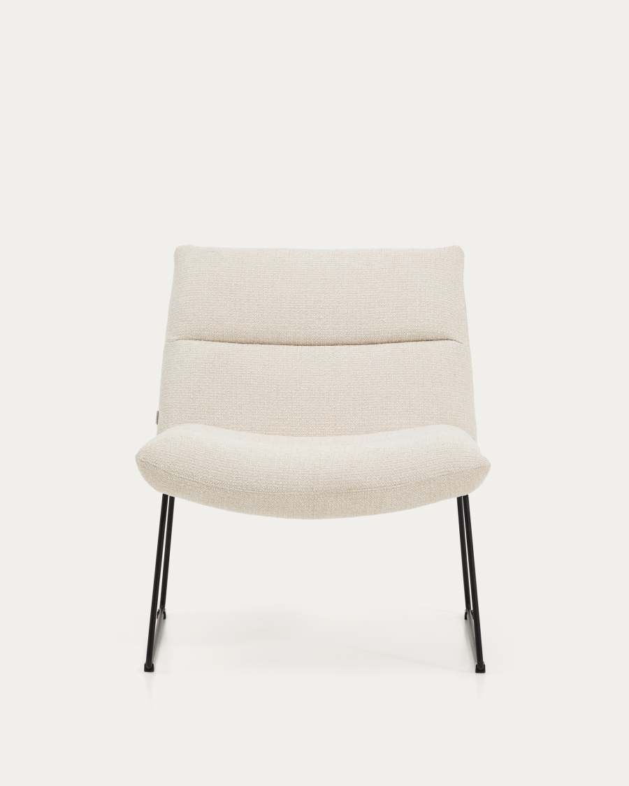 Asen beige chenille armchair with black steel legs FSC 100%