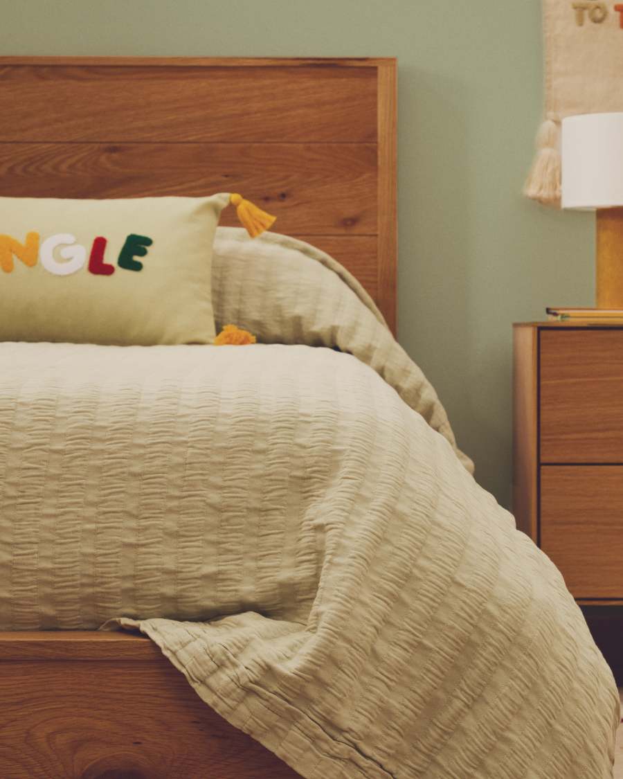 Tagesdecke Rilune aus 100 % Baumwolle mit Reliefstreifen in Hellgrün für Babybetten