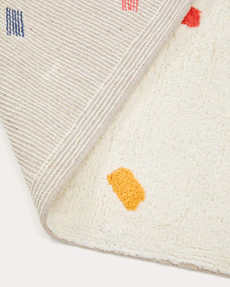 Teppich Epifania aus 100 % Baumwolle in Weiß mit bunten Punkten 90 x 150 cm