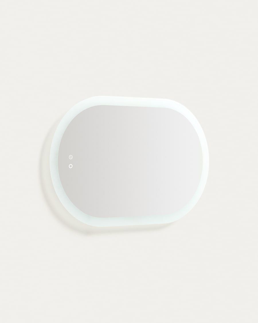 Mervi ovale badkamerspiegel met LED-verlichting en anticondens 80 x 50 cm