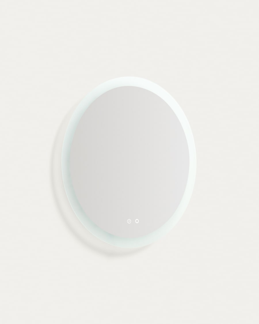 Miroir rond Mervi pour salle de bains avec éclairage LED et traitement antibuée Ø 60 cm