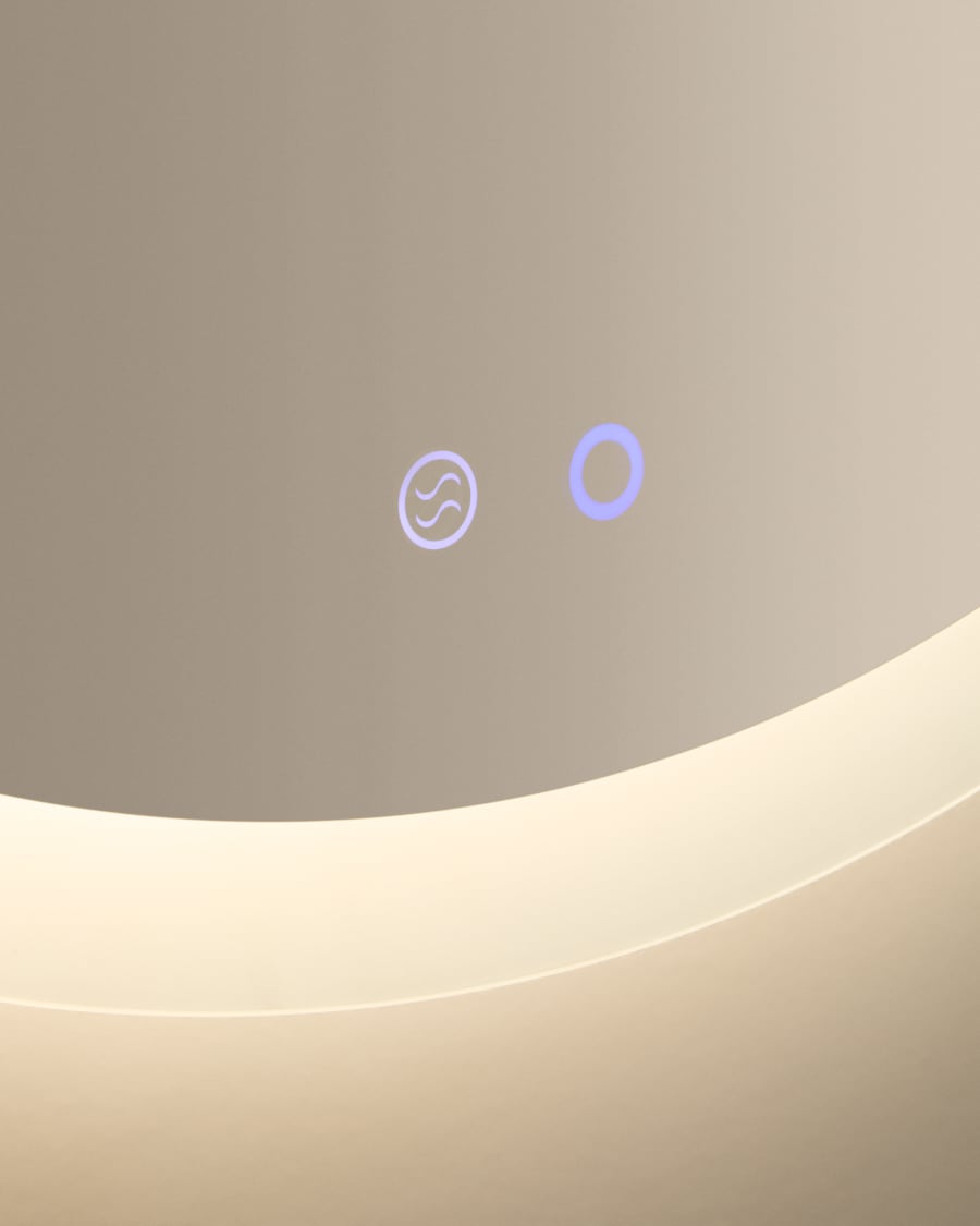 Miroir rond Mervi pour salle de bains avec éclairage LED et traitement antibuée Ø 60 cm