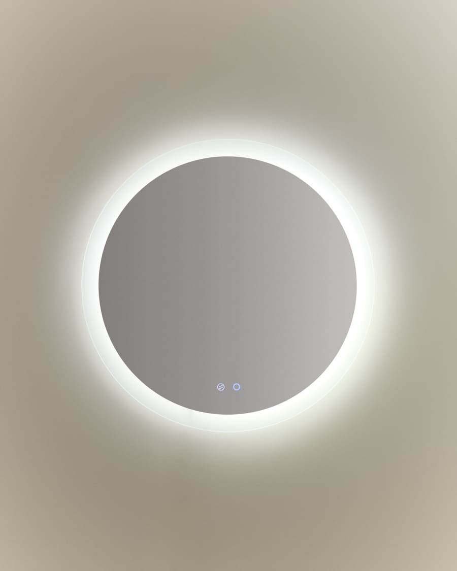 Miroir rond Mervi pour salle de bains avec éclairage LED et traitement antibuée Ø 60 cm