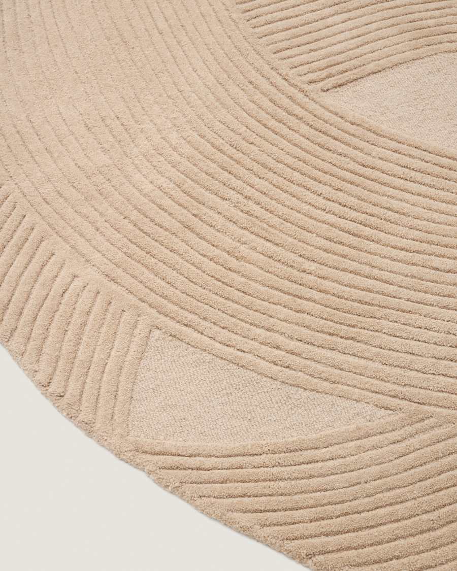 Tappeto Domm di lana beige 160 x 230 cm