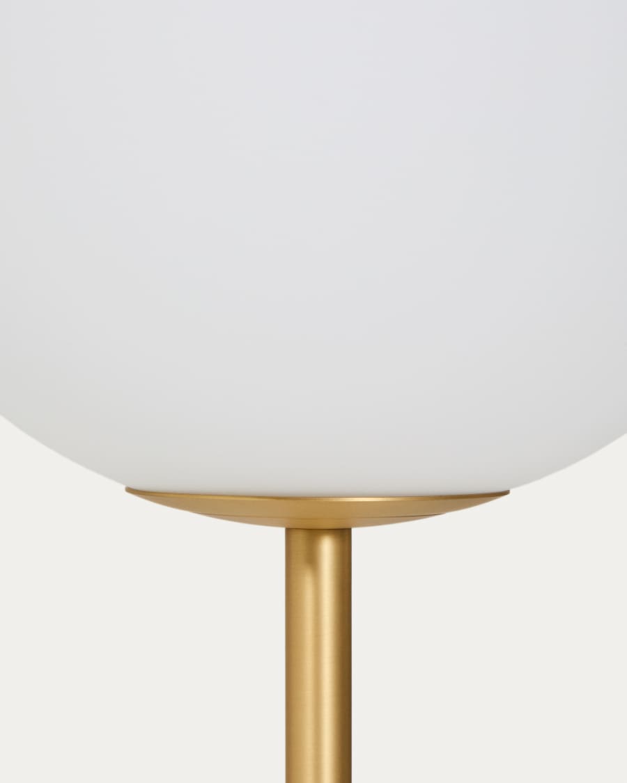 Brisia metal floor lamp with brushed brass finish and 1 frosted glass ball Ø30cm