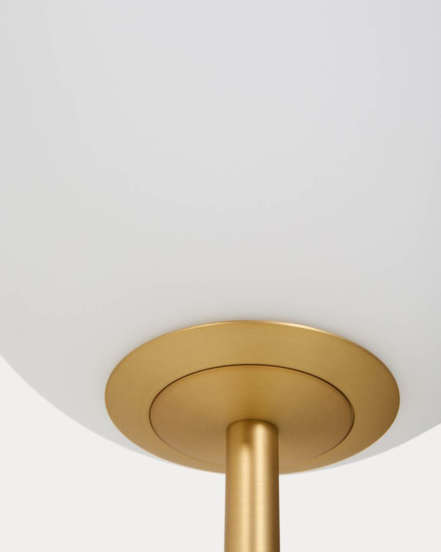 Brisia metal floor lamp with brushed brass finish and 1 frosted glass ball Ø30cm