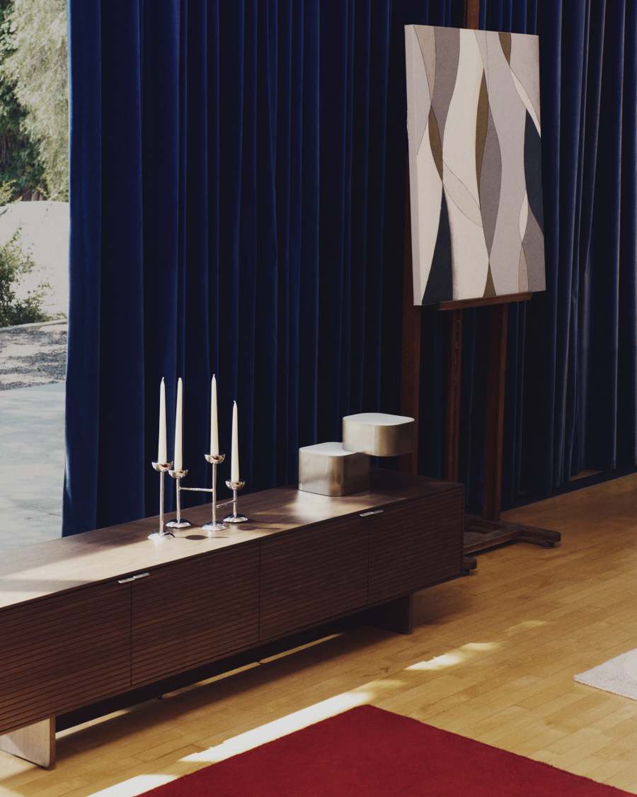 Norlen 4-door TV stand in walnut veneer FSC Mix Credit 200 x 46cm