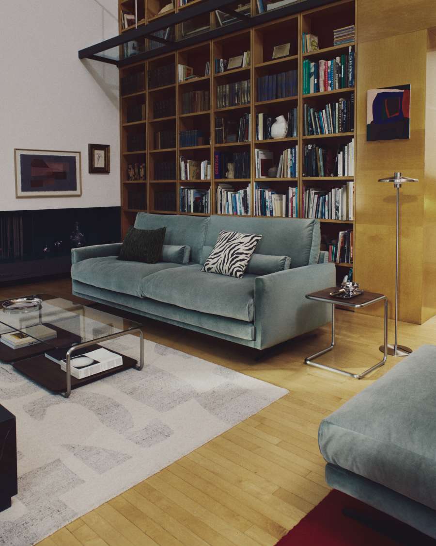 Divano Veliro 3 posti in velluto verde con gambe in acciaio nero 240 cm FSC Mix Credit