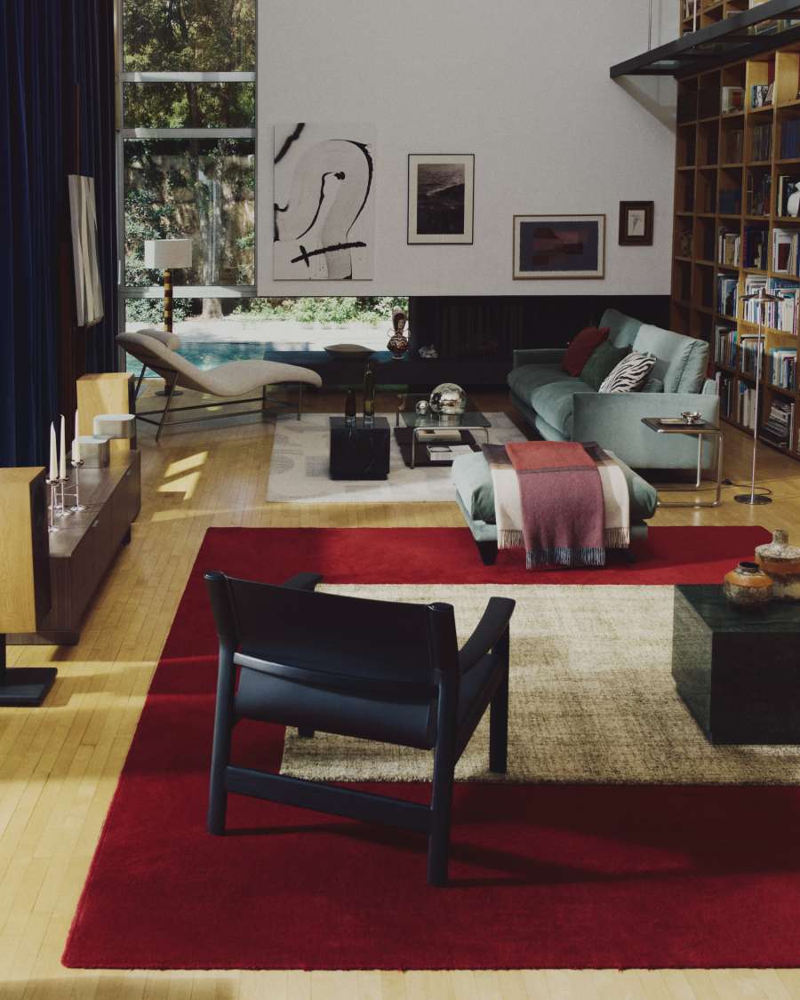 Tapis Zarn en laine mélangée à effet bouclette fine 200 x 300 cm