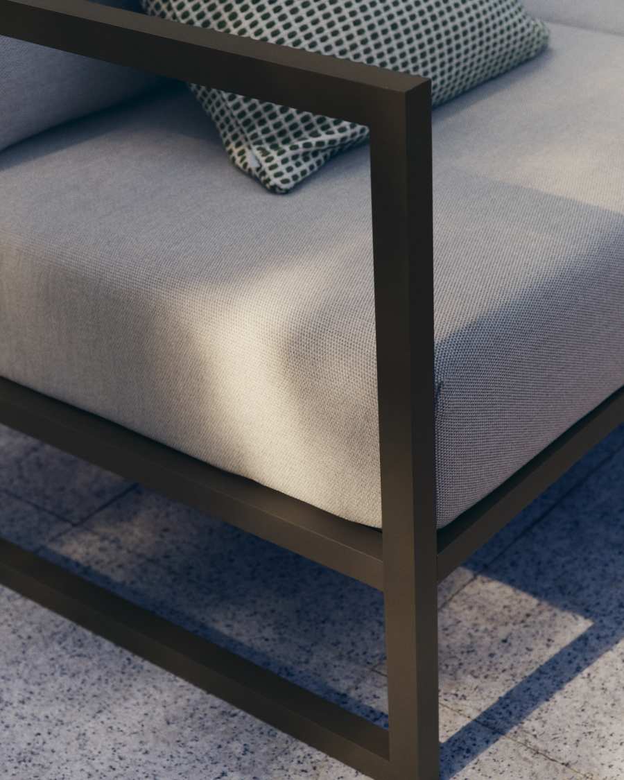 2θ καναπές Comova, 100% εξωτερικού χώρου, ανοιχτό γκρι και πράσινο αλουμίνιο, 150εκ