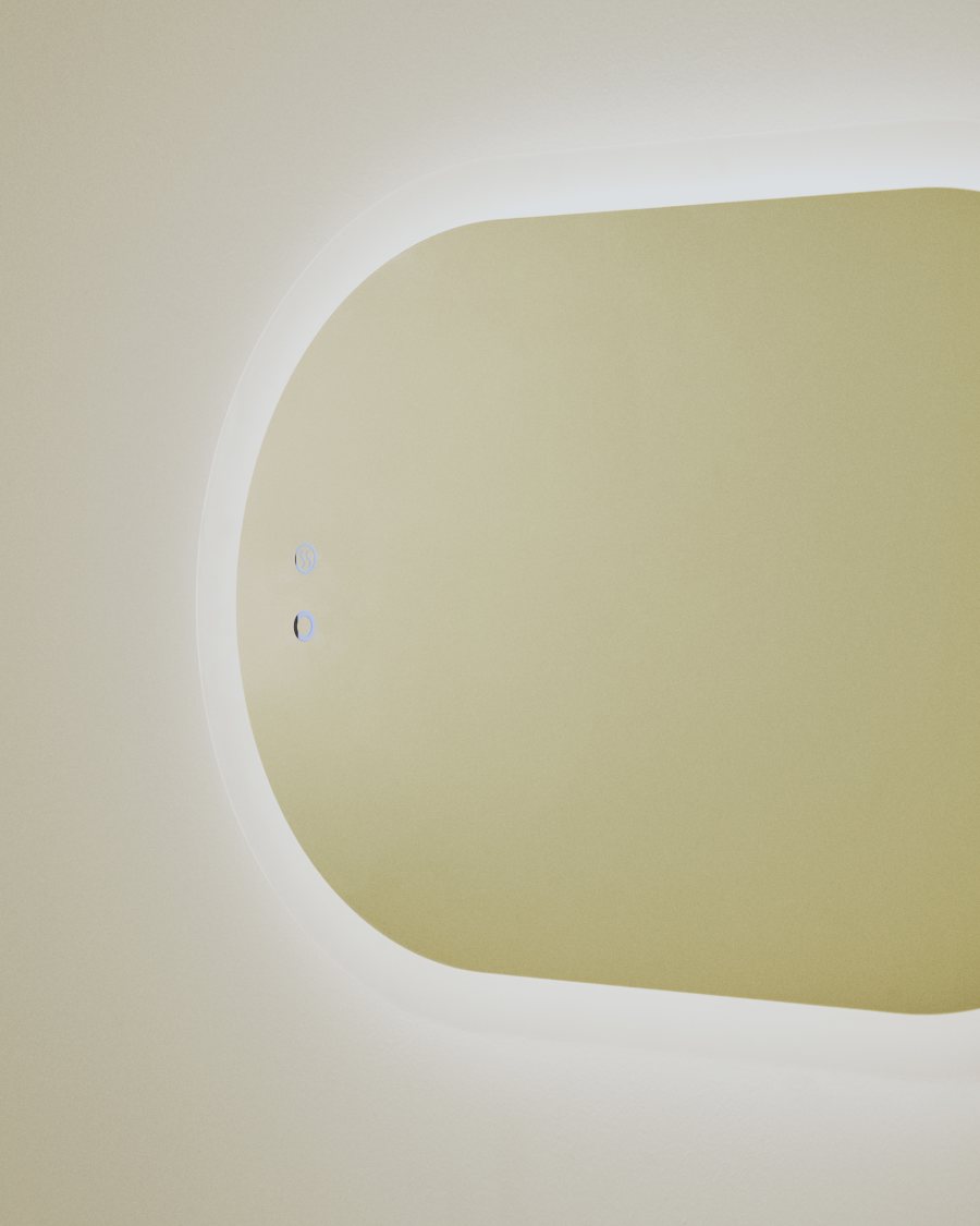 Mervi ovale badkamerspiegel met LED-verlichting en anticondens 80 x 50 cm