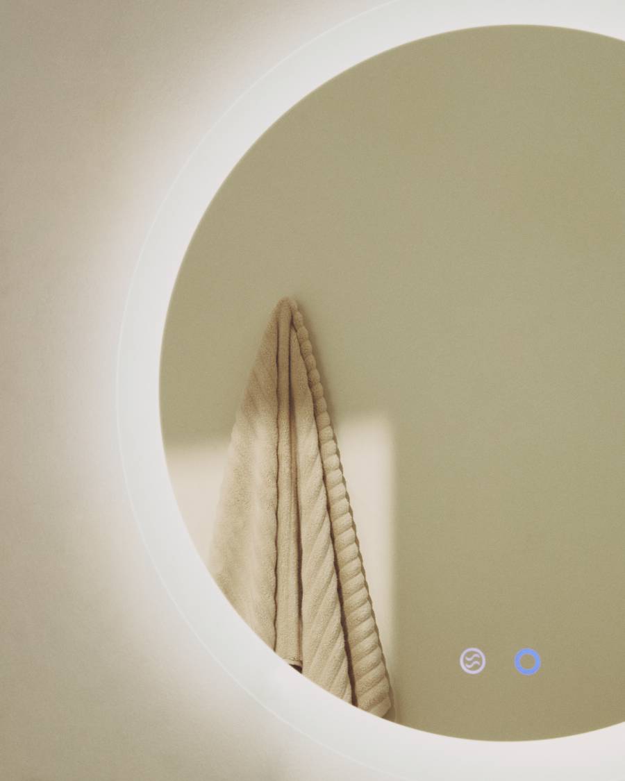 Specchio da bagno rotondo Mervi con luce LED e antiappannamento Ø 80 cm