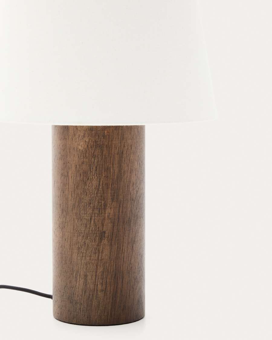 Marga table lamp made from solid rubber wood with dark finish UK adapter