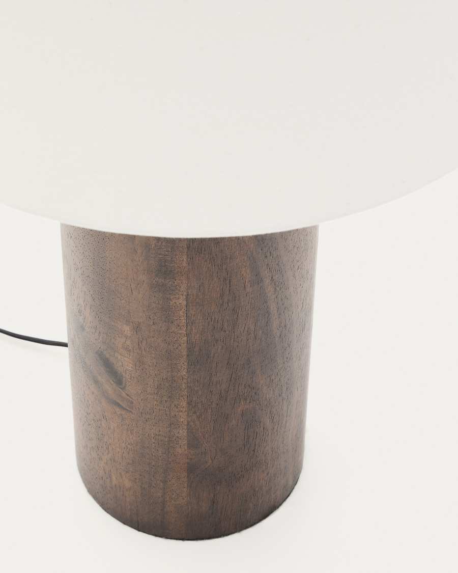 Marga floor lamp made from solid rubber wood with dark finish UK adapter