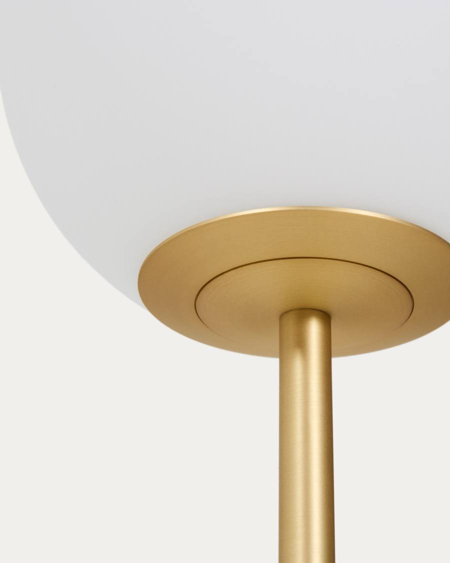 Brisia metal floor lamp with brushed brass finish and 1 frosted glass ball Ø20cm UK adapter