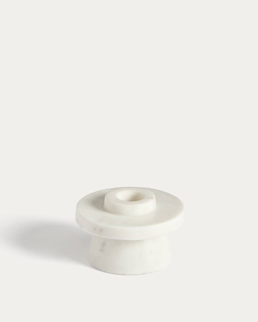 Zalvori white marble candle holder 8cm