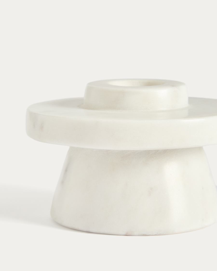 Zalvori white marble candle holder 8cm