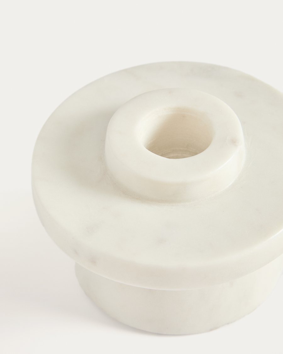 Zalvori white marble candle holder 8cm