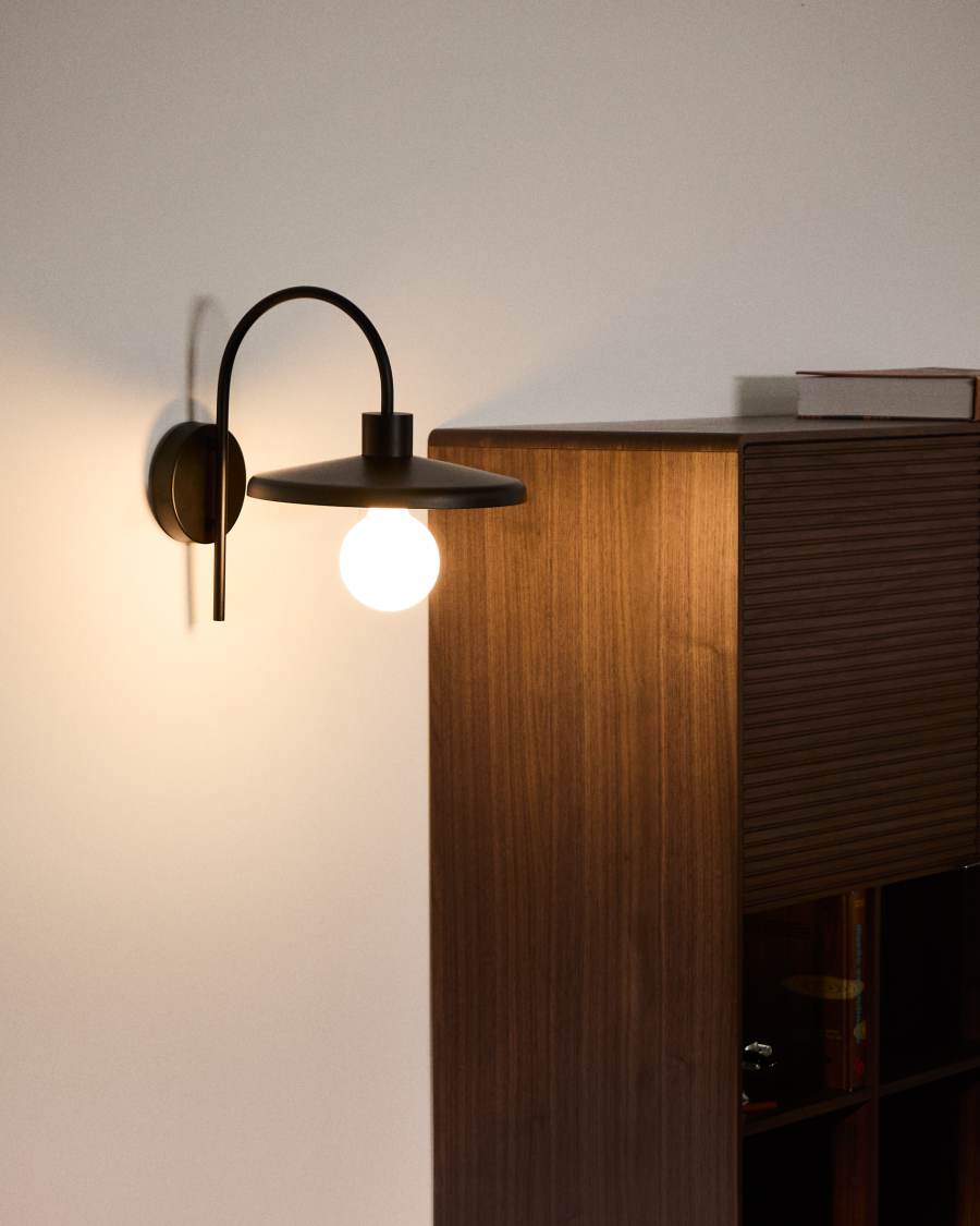 Nuvira wall light in black satin metal