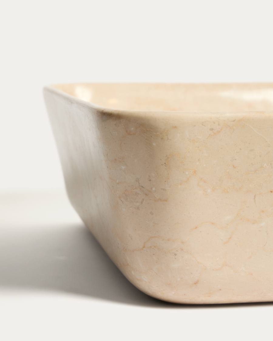 Νιπτήρας Darnen από μπεζ μάρμαρο 40 x 40 εκ.