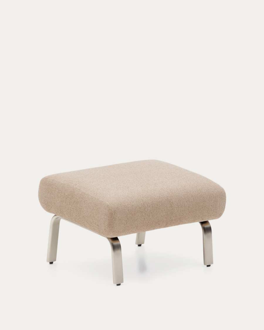 Amsen light brown footrest with brushed stainless steel legs 68 x 55 cm