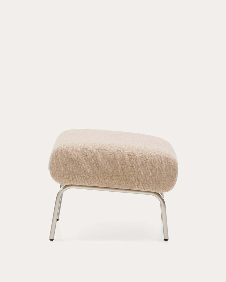 Amsen light brown footrest with brushed stainless steel legs 68 x 55 cm