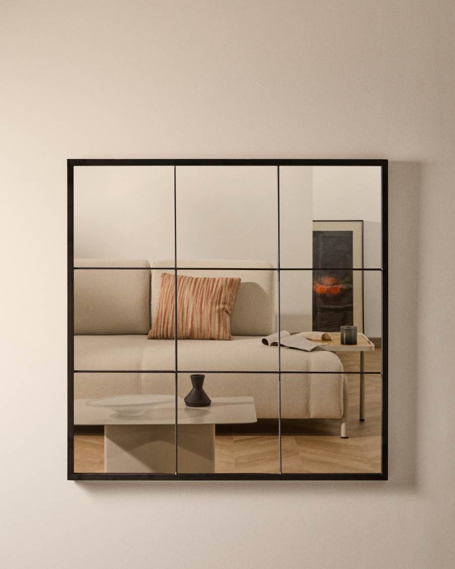 Ulrica black metal wall mirror 80 x 80 cm