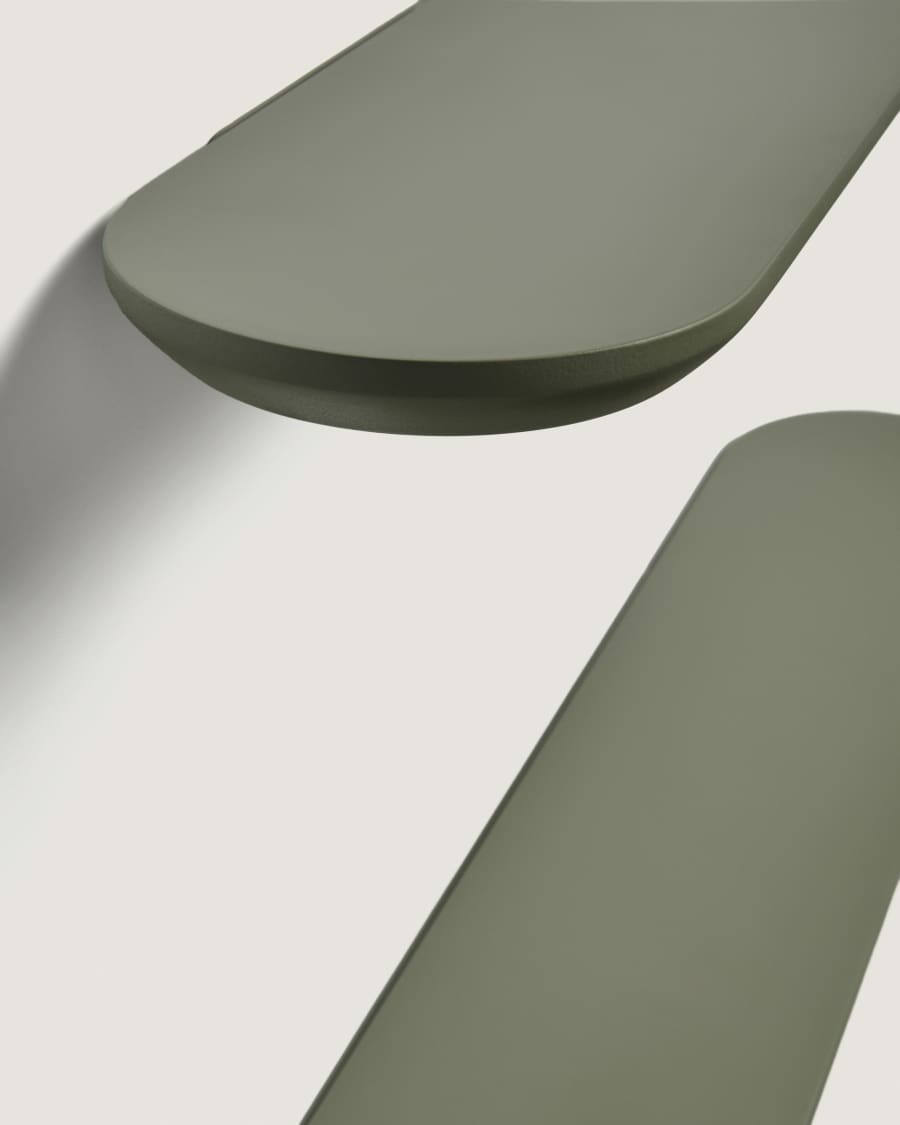 Arely set of 2 shelves in MDF with green lacquer finish 35 cm/55 cm