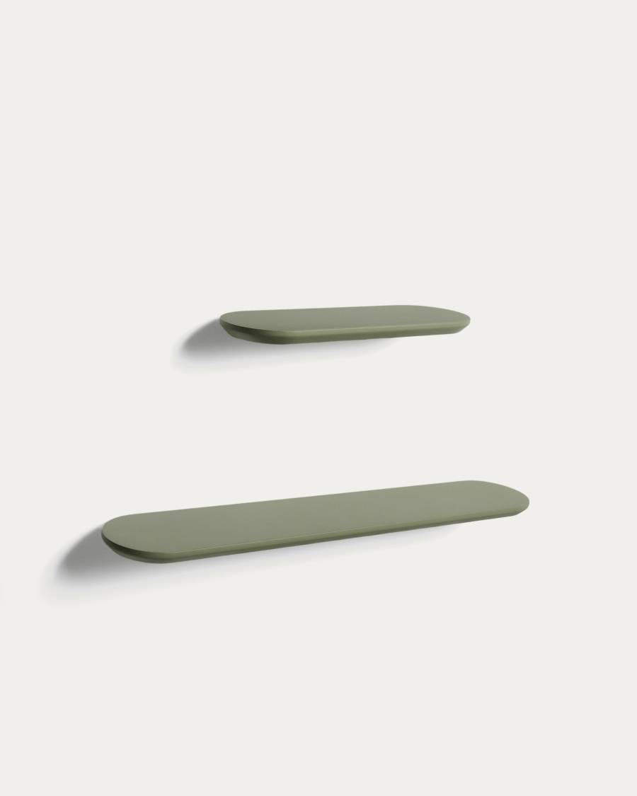 Arely set of 2 shelves in MDF with green lacquer finish 35 cm/55 cm