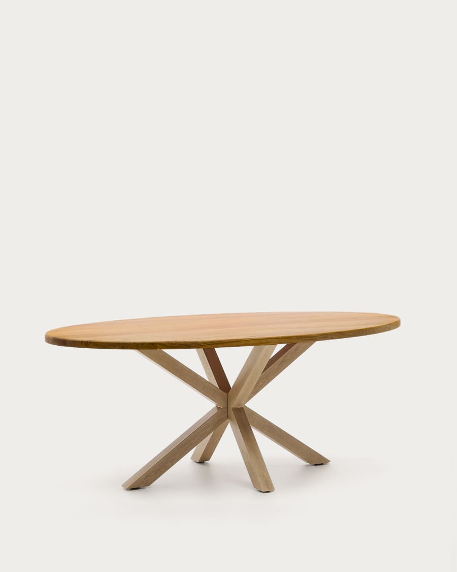 Argo oval table in solid acacia wood and wood-effect steel legs Ø 200 100 cm