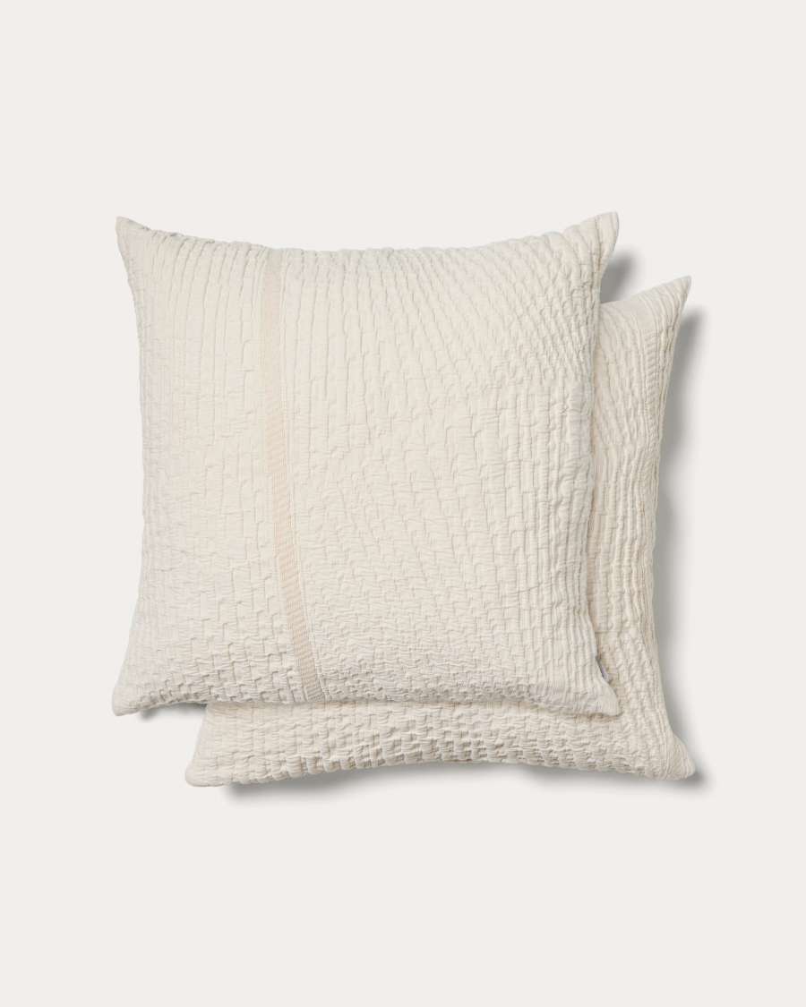 Raylo set of 2 100% cotton cushion covers with structure and stripes 50 x 50 cm
