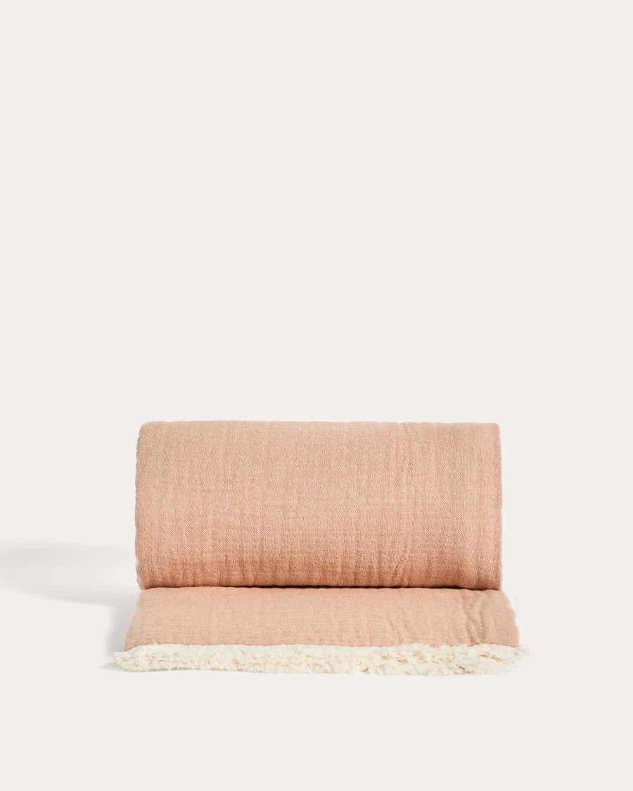 Nafine 100% cotton muslin blanket with two-toned fringe 130 x 170 cm