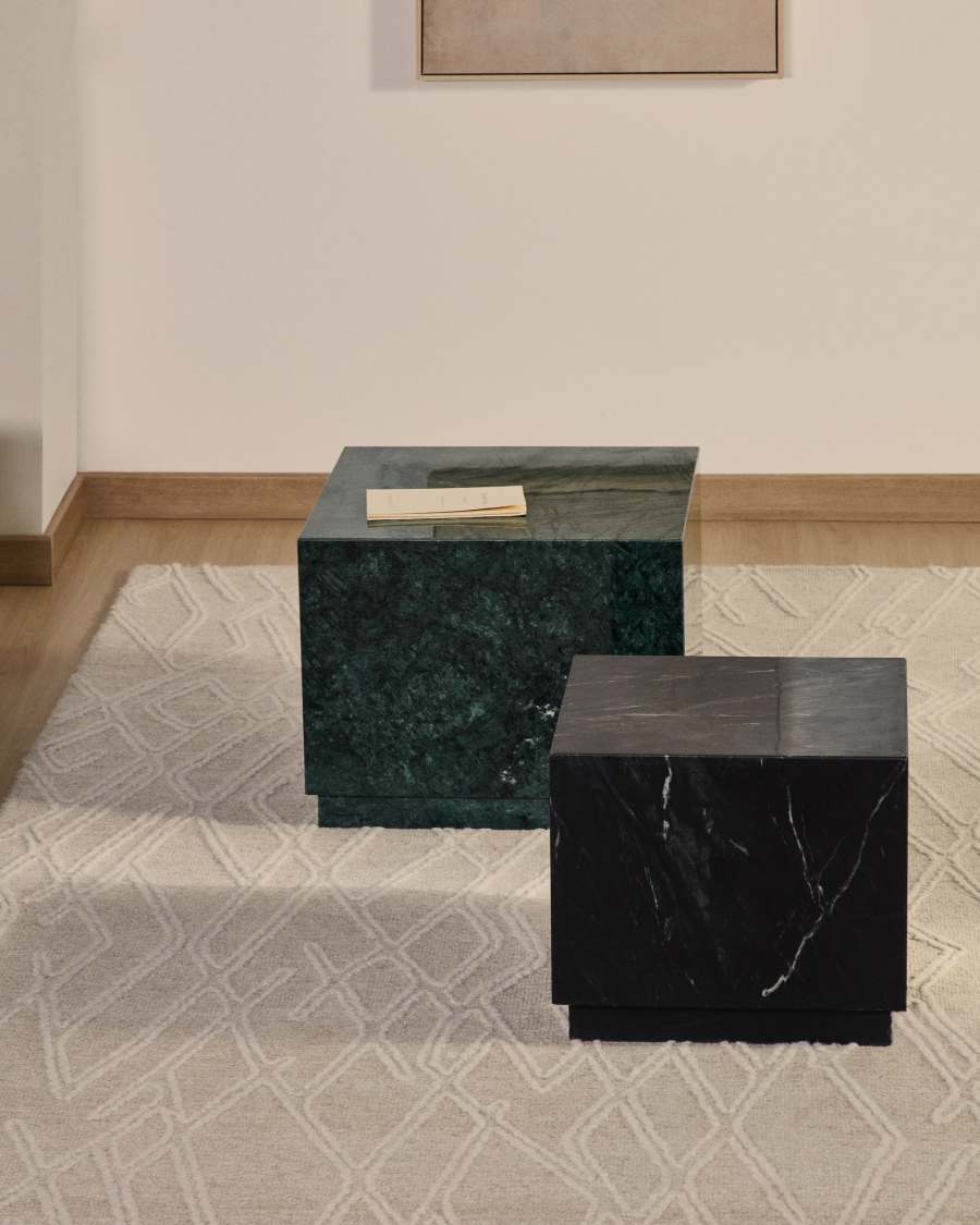 Sorein side table in black marble 50 x 50 cm