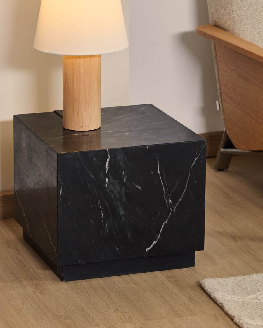 Sorein side table in black marble 50 x 50 cm