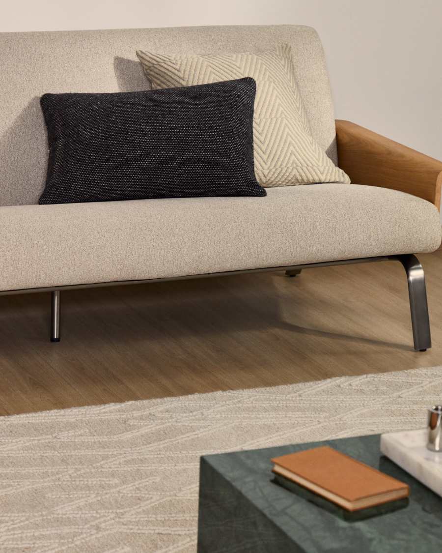 Kissenhülle Elira aus schwarzer Wolle und Acryl 40 x 60 cm