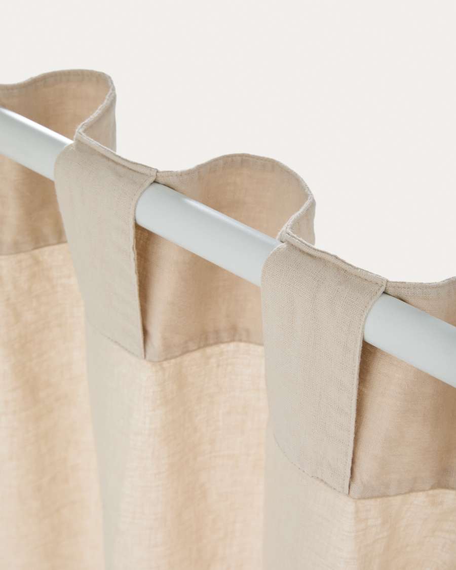 Nolira stone grey cotton and linen curtain 140 x 270cm