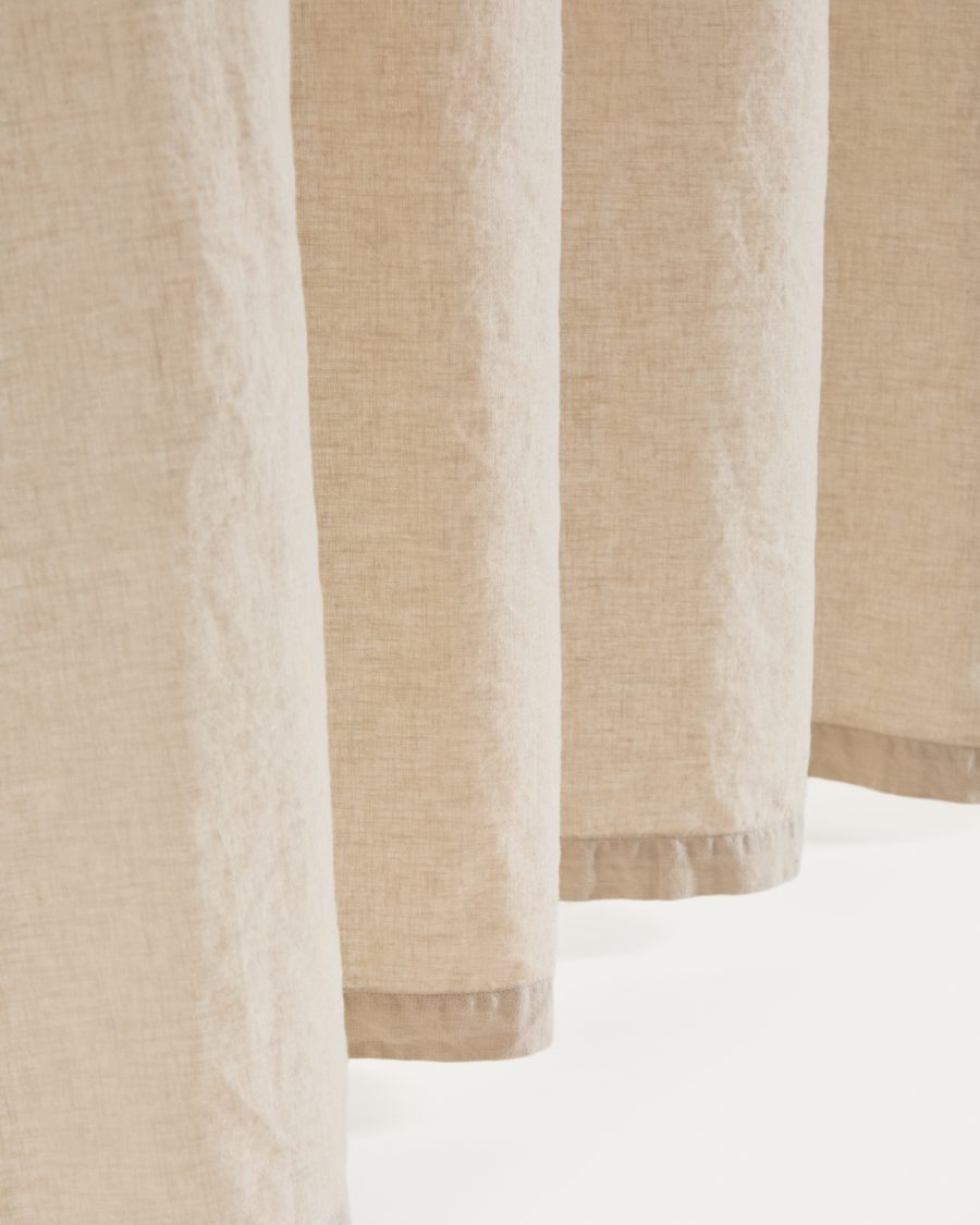 Nolira stone grey cotton and linen curtain 140 x 270cm