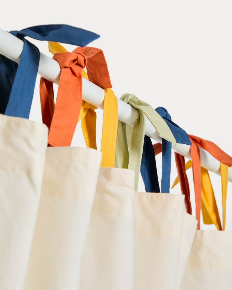 Rideau Zelda 100 % coton blanc et rubans multicolores 135 x 270 cm