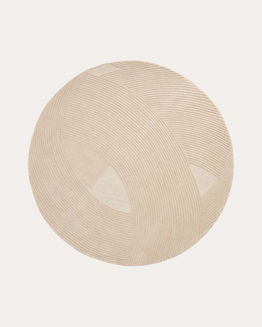 Domm beige wool rug, Ø 200 cm