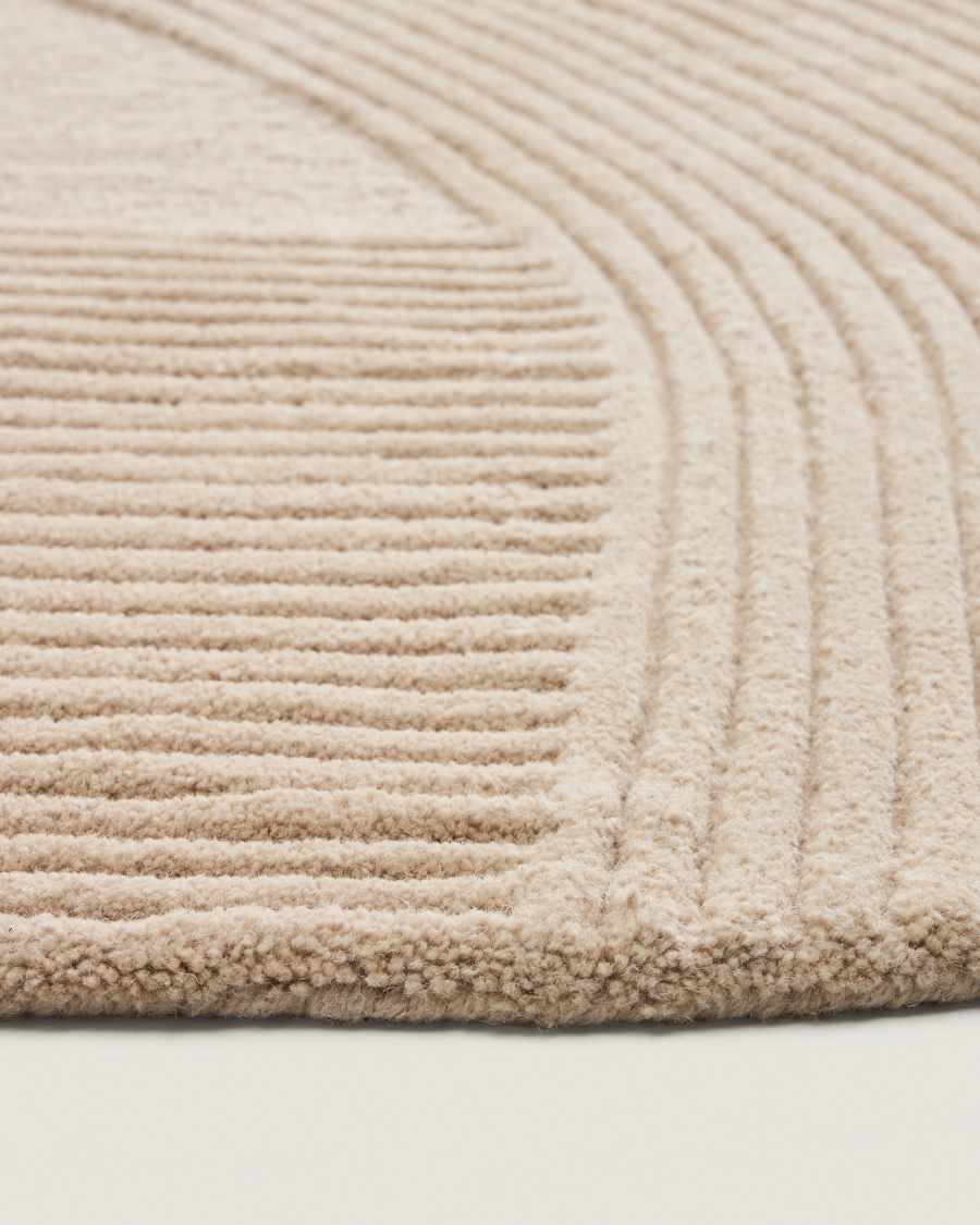 Domm beige wool rug, Ø 200 cm